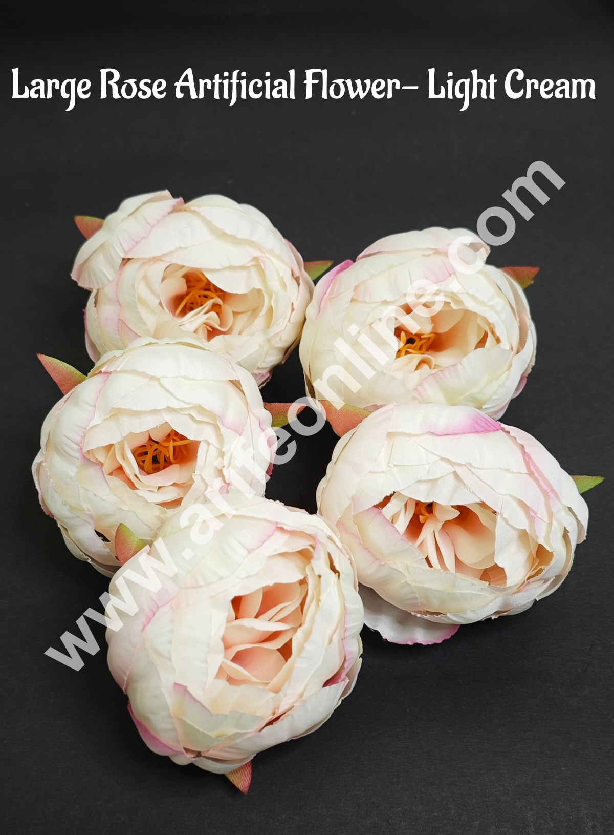 CAKE DECOR™ Large Rose Artificial Flower For Cake Decoration - Light Cream ( 5 pc pack )