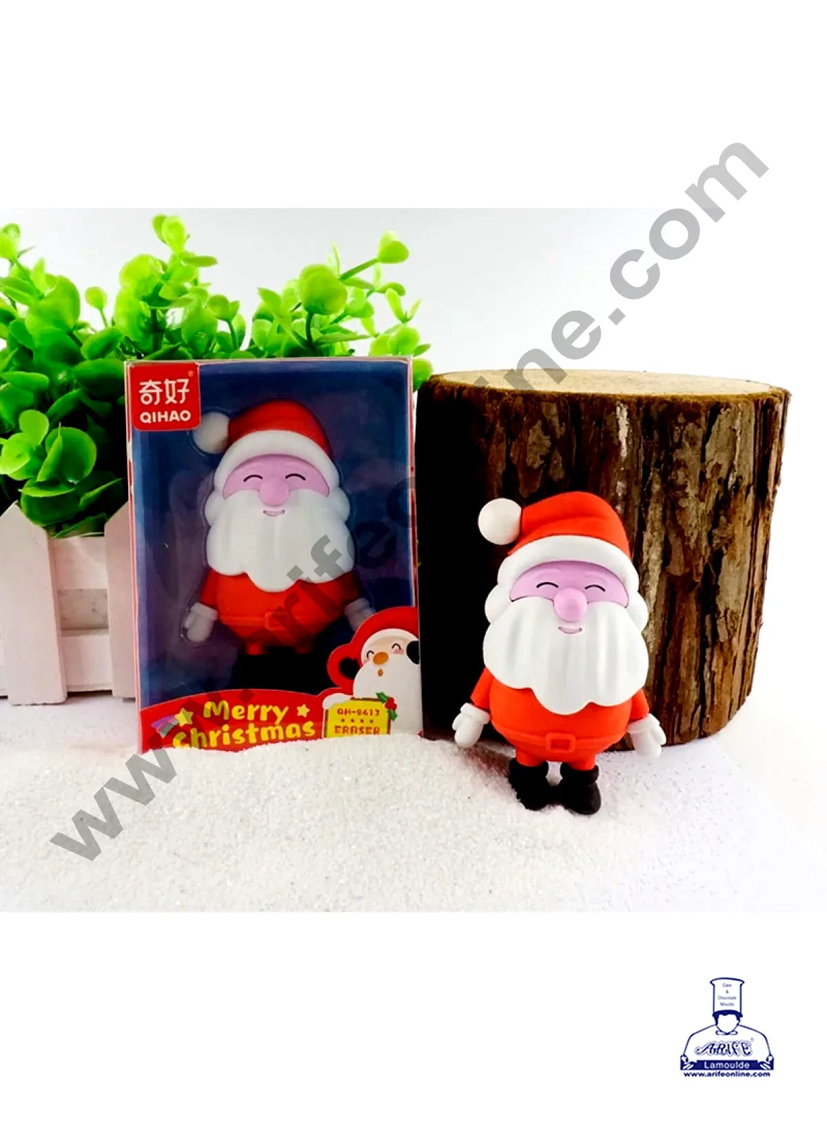 CAKE DECOR™ 1 Piece Mini Santa ClausRubber Cake Topper | Jumbo Christmas Eraser | Christmas Return Gifts