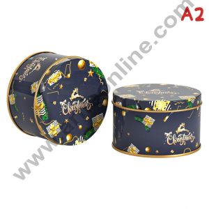 Cake Decor ™Merry Christmas Tins Round Shape - 05 | Round Storage Containers Tins | 1 Pc Pack