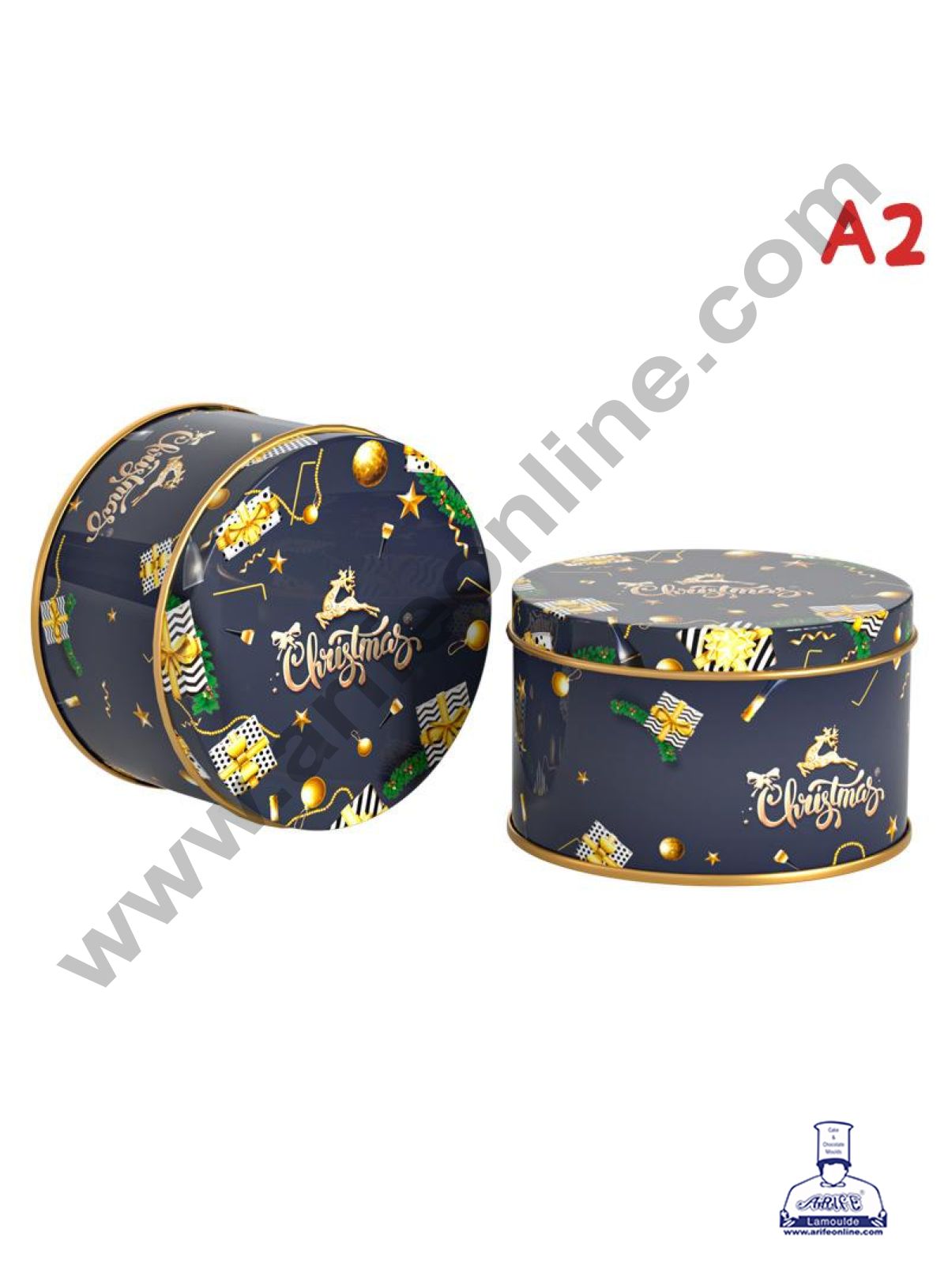 Cake Decor β’Merry Christmas Tins Round Shape - 05 | Round Storage Containers Tins | 1 Pc Pack