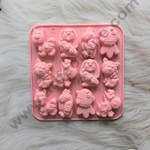 12 Cavity Different Shape Cute Dog Rabbit Parrot Fish Shape Mould Chocolate Silicon Mould - CAKE DECOR™