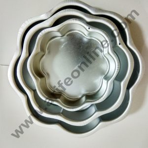Cake Decor Flower Shape Aluminum 3 in 1 Cake Mould Set of 3