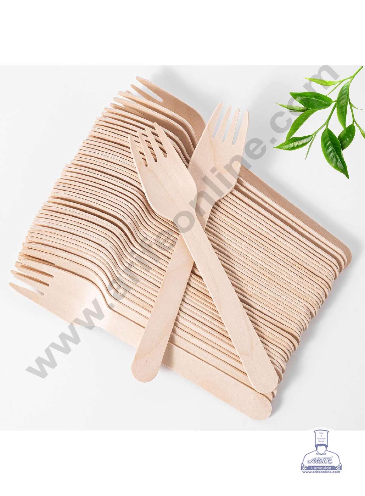 CAKE DECOR™ Natural Wooden Fork For Parties, Weddings, Camping (100 pcs)