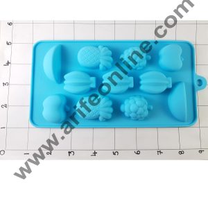 Cake Decor Silicon 11 Cavity Fruits Shape Design Brown Chocolate Mould, Ice Mould, Chocolate Decorating Mould