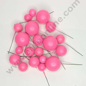 CAKE DECOR™ Fuchsia Pink Color Faux Balls Topper For Cake and Cupcake Decoration - 20 pcs Pack ( SB-Fuchsia-20 )