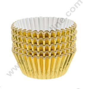CAKE DECORβ’ Gold Paper Liner For Cupcake and Muffins - Cylinder Pack 100 Pcs - 11 cm