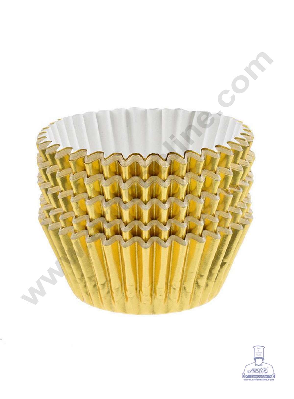 CAKE DECORβ’ Gold Paper Liner For Cupcake and Muffins - Cylinder Pack 100 Pcs - 9 cm