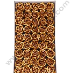 CAKE DECOR™ Gold Rose Artificial Flower For Cake Decoration ( 5 pc pack )
