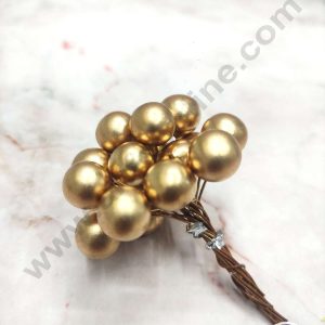 CAKE DECOR™ Gold Pearl Faux Ball Toppers For Cake and Cupcake Decoration - (20pcs Pack)