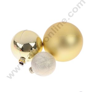 CAKE DECOR™ 3 Piece Golden Faux Ball Toppers For Cake and Cupcake Decoration - (3pcs Pack)