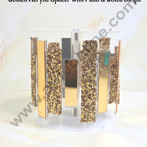 CAKE DECOR™ Golden Acrylic Spacer with Plain & Doted Strips Cake Spacer For Cake And Cupcake Decoration - 6 X 6 inch