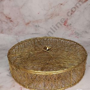 CAKE DECORβ’ Golden Metal Mesh Wired Round Gift Hamper Basket ( SBSCS-M-004 )
