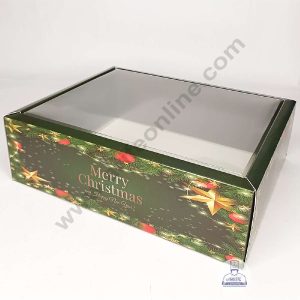 CAKE DECORβ’ Christmas Evening Theme Hamper Box with Transparent Lid | Gift Box | Present Box - (1 Pcs)