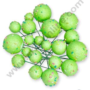CAKE DECORβ’ Glitter Green with Sprinkles Faux Balls Topper For Cake and Cupcake Decoration - ( 20 pcs Pack )