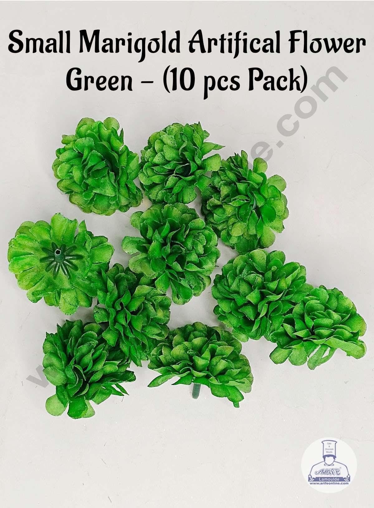 Cake Decorβ’ Small Marigold Artificial Flower For Cake Decoration β Green( 10 pcs Pack )