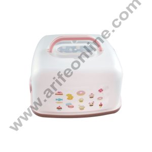 CAKE DECOR™ 2 in 1 Square Cupcake Carrier and Cake Keeper with Lid | Cupcake Box to Fit 12 Cupcake - Pink