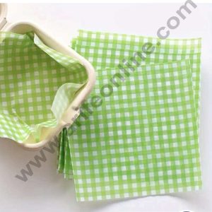 CAKE DECOR™ Printed Parchment Paper | Bento Box Liner | Grease Proof Paper | Wrap Paper - Green Checks/Plaid Print (100 Sheets)