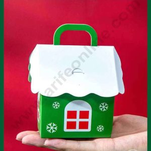 CAKE DECOR™ Cute House Shape Box Gift Box | Candy Box | Cookies Box | Sweet Treats Box - Green (10 Pcs Pack)