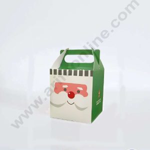 CAKE DECORβ’ Simple Santa Claus Theme Print Box with Handle Gift Box | Candy Box | Cookies Box | Sweet Treats Box - Green (10 Pcs Pack)