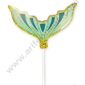CAKE DECOR™ Green Mermaid Tail with Sparkle Border Paper Cake Topper (SBPT-MT-Green)