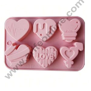 CAKE DECOR™ 6 Cavity Cute Heart Shape Silicone Chocolate Mould (SBSM-LBM754)