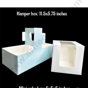 CAKE DECOR™ Handle Hamper Box With Mini Cake Box (Blue) | Gift Box | Gift Bag With Handle (1 Pcs Pack)