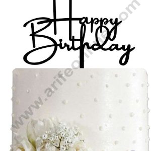 CAKE DECOR™ Black Acrylic Simple Happy Birthday Cake Topper SBMT-N-003