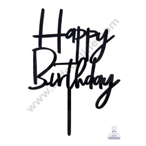 CAKE DECOR™ Black Acrylic Simple Happy Birthday Cake Topper SBMT-N-020