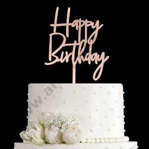 CAKE DECORβ’ Pink Mirror Finishing Acrylic Simple Happy Birthday Cake Topper SBMT-N-005