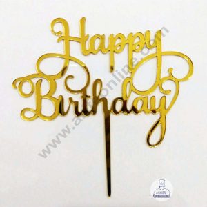 CAKE DECOR™ Gold Mirror Finishing Acrylic Happy Birthday Topper SBMT-N-030