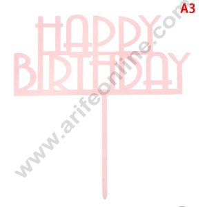 CAKE DECORβ’ Pink Mirror Finishing Acrylic Happy Birthday Cake Topper SBMT-N-007