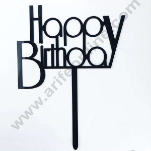 CAKE DECOR™ Black Acrylic Happy Birthday Cake Topper SBMT-N-008