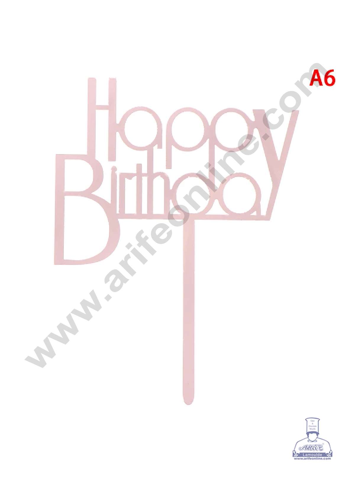 CAKE DECOR™ Pink Acrylic Happy Birthday Cake Topper SBMT-N-009