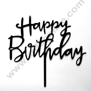 CAKE DECOR™ Black Acrylic Happy Birthday Cake Topper SBMT-N-012