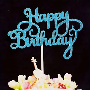 CAKE DECORβ’ Blue Glitter Happy Birthday Paper Topper Cake Topper Cake Decoration (SBPT-GBlue)