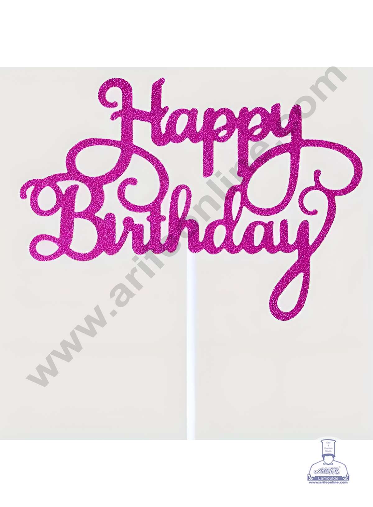 CAKE DECORβ’ Pink Glitter Happy Birthday Paper Topper Cake Topper Cake Decoration (SBPT-GPink)