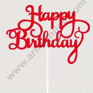 CAKE DECORβ’ Red Glitter Happy Birthday Paper Topper Cake Topper Cake Decoration (SBPT-GRed)