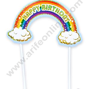 CAKE DECOR™ Happy Birthday Rainbow & Clouds Paper Cake Topper (SB-PT-HBDRC)