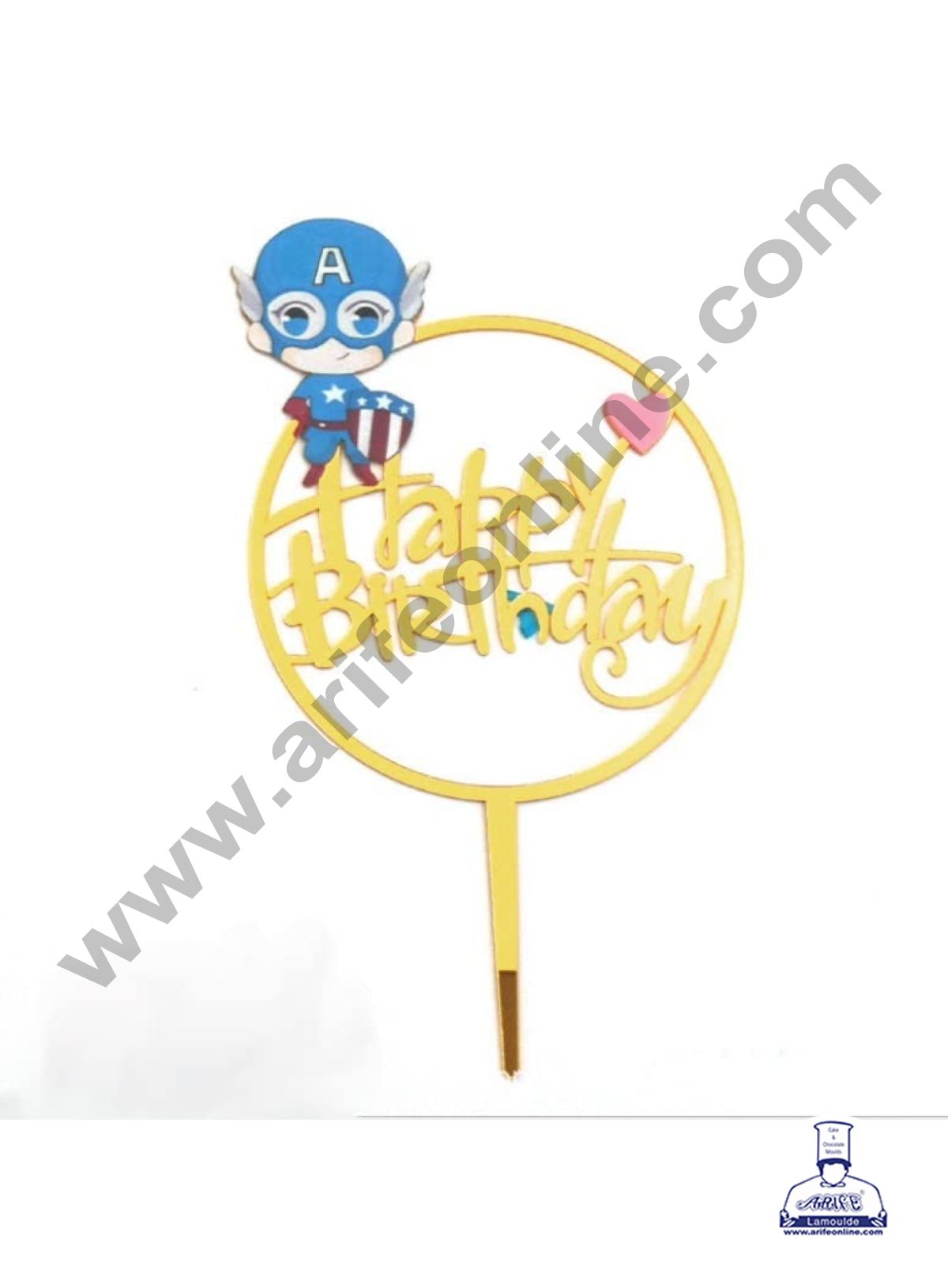 CAKE DECORβ’ 5 Inch Imported Printed Cake and Cupcake Topper - Acrylic Round Baby Captain America Happy Birthday Topper - 11