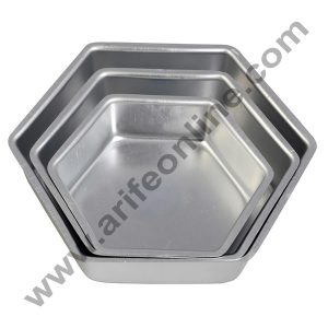 Cake Decor Hexagon Shape Aluminum 3 in 1 Cake Mould Set of 3