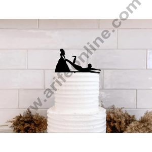 CAKE DECOR™ 5 inch Acrylic Couple Cutout Girl Dragging Topper Cake Decoration Dessert Decoration