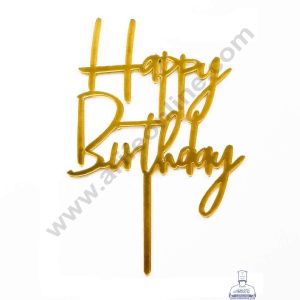 CAKE DECOR™ Gold Mirror Finishing Acrylic Happy Birthday Cake Topper SBMT-N-021