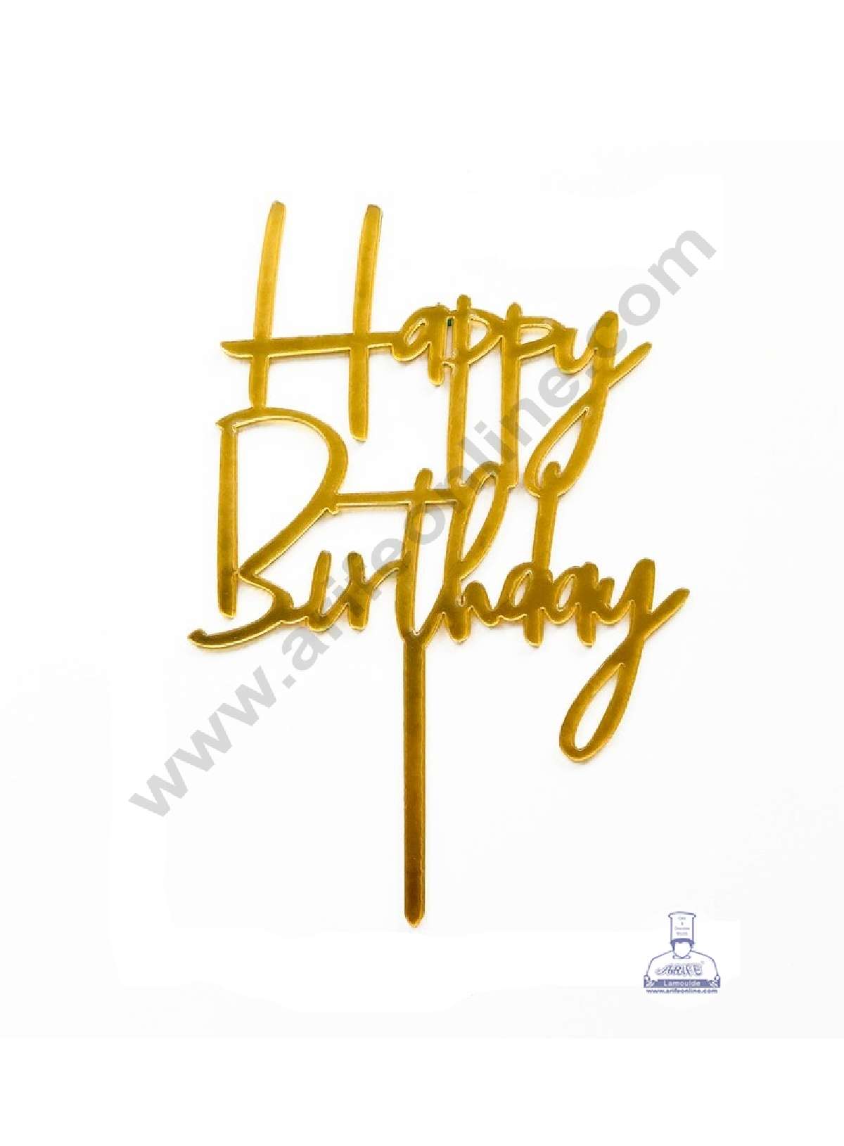 CAKE DECOR™ Gold Mirror Finishing Acrylic Happy Birthday Cake Topper SBMT-N-021