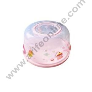 CAKE DECORβ’ Multi-function Cake Case with Candy Print | Cake Carrier | Cake Keeper with Lid (Small) - Pink