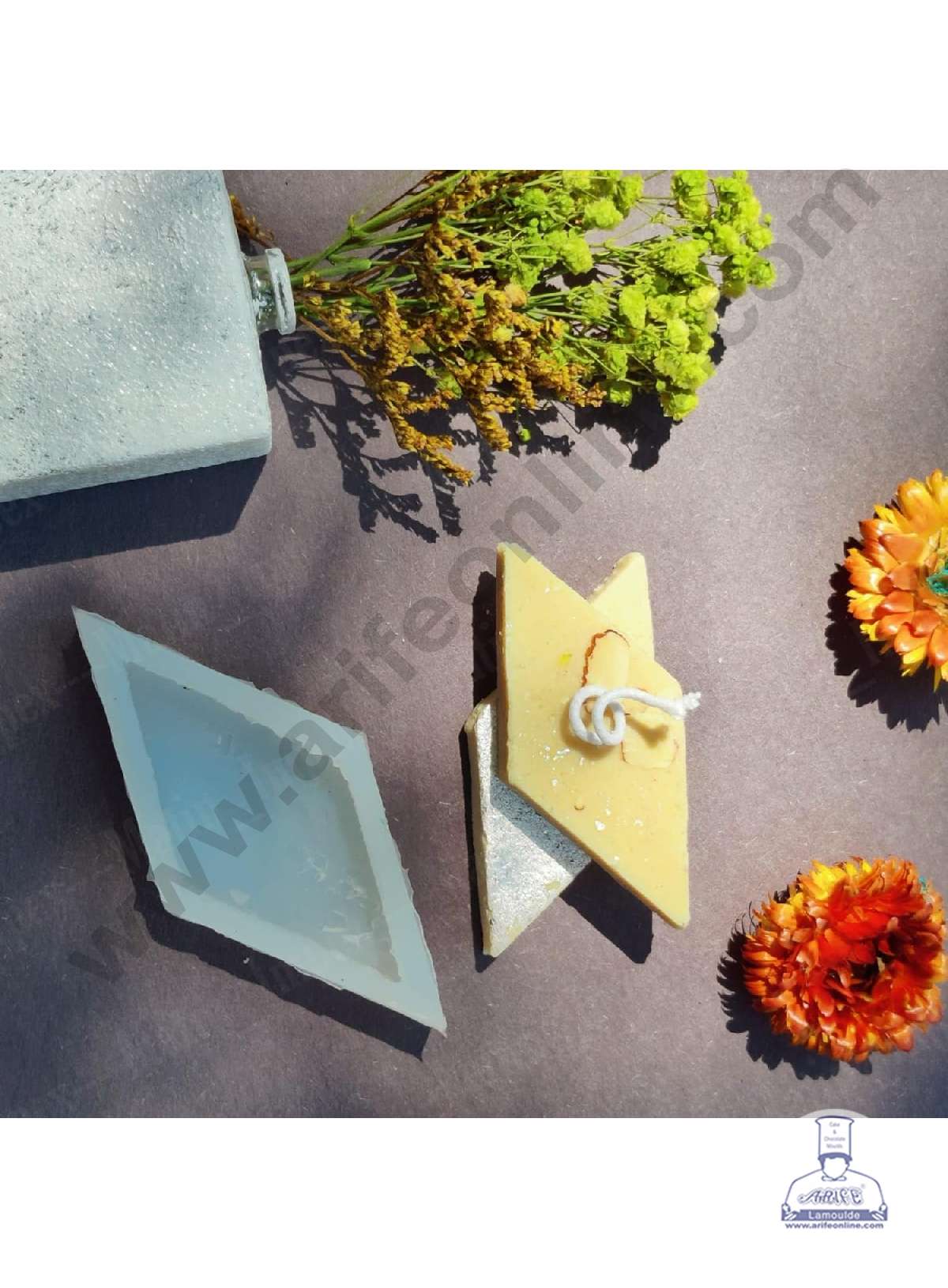 CAKE DECOR™ 3D Silicon 1 Cavity Kaju Katli Silicon Candle Mould, Silicon Soap Mould, Handmade Soap Candy Making SB-WCM221