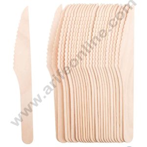 CAKE DECORβ’ Natural Wooden Knife For Cake Cutting, Parties, Weddings, Camping (100 pcs)
