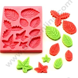 CAKE DECOR™ 10 Cavity Different Leaves Shape Silicone Fondant Mold Silicon Marzipan Mould SBSP-DYF6805