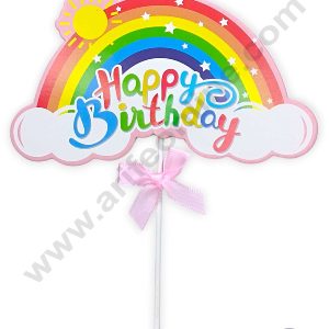CAKE DECOR™ LED Happy Birthday Rainbow, Sun & Clouds Paper Cake Topper (SBPT-LHBD1)