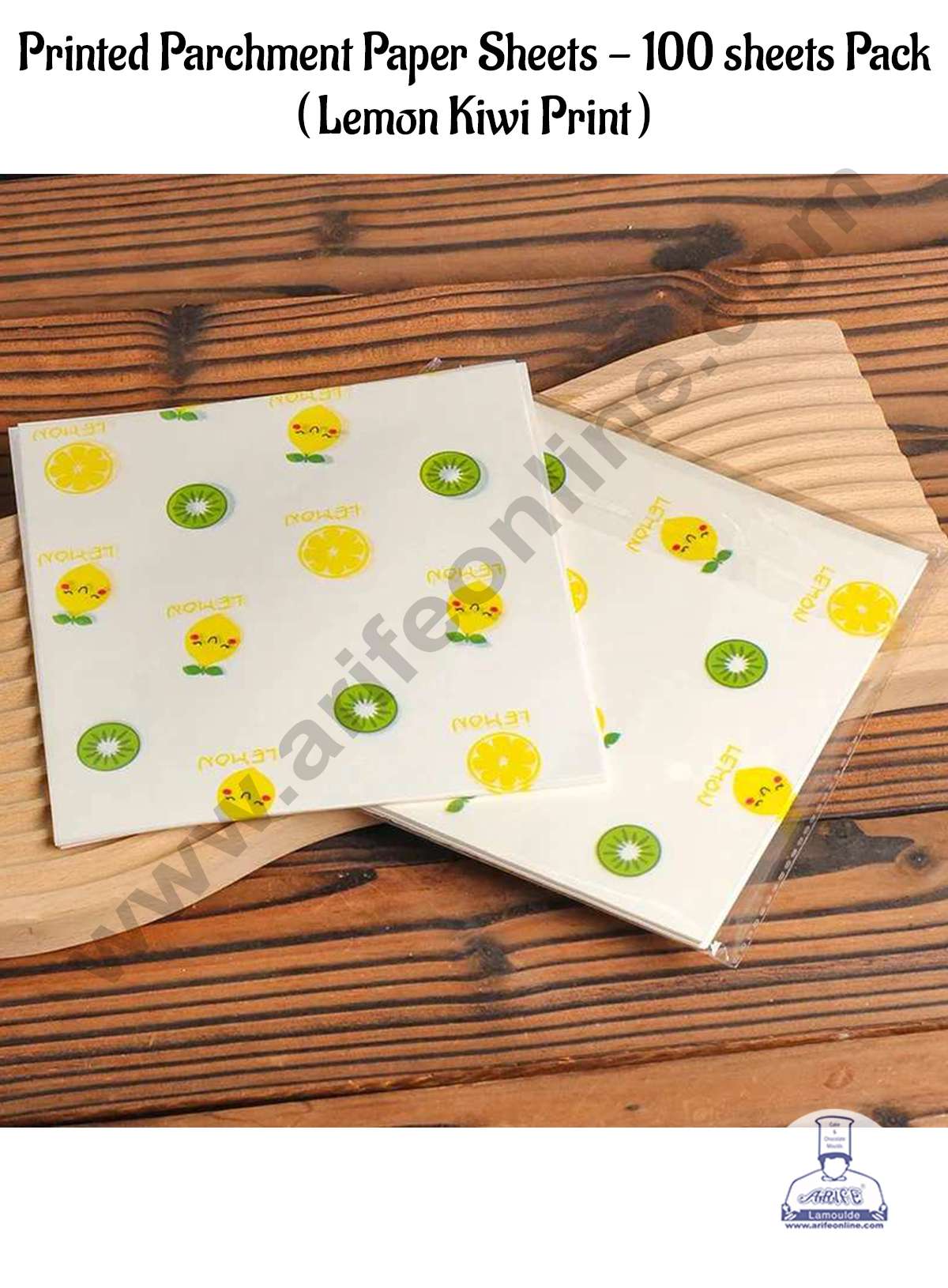 CAKE DECOR™ Printed Parchment Paper | Bento Box Liner | Grease Proof Paper | Wrap Paper - Lemon Kiwi Print (100 Sheets)