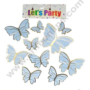 CAKE DECORβ’ 10 pcs Let's Party Blue Color Butterfly Paper Topper For Cake And Cupcake